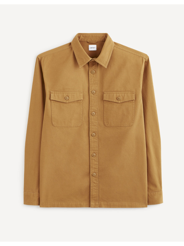 Celio Горчица Мъжка риза с джобове Celio