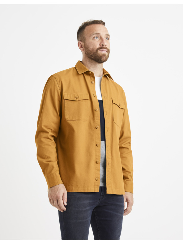 Celio Горчица Мъжка риза с джобове Celio