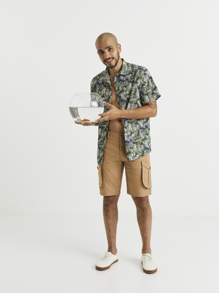 Celio Синьо-зелена мъжка риза с шарки Celio Vawai