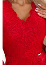 numoco Рокля с дълъг ръкав и дантелено деколте - червена Numoco