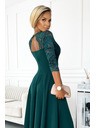 numoco Елегантна дантелена дълга рокля с деколте - зелена Numoco AMBER