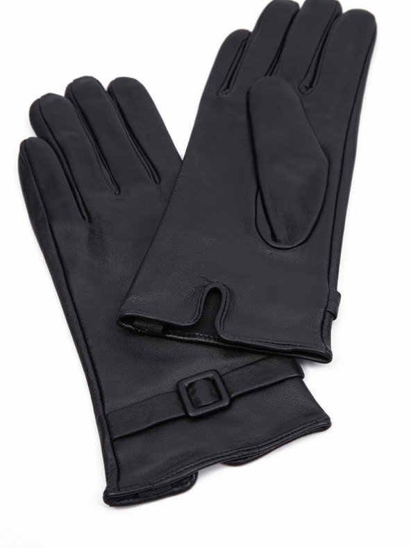 Orsay Черни дамски кожени ръкавици ORSAY