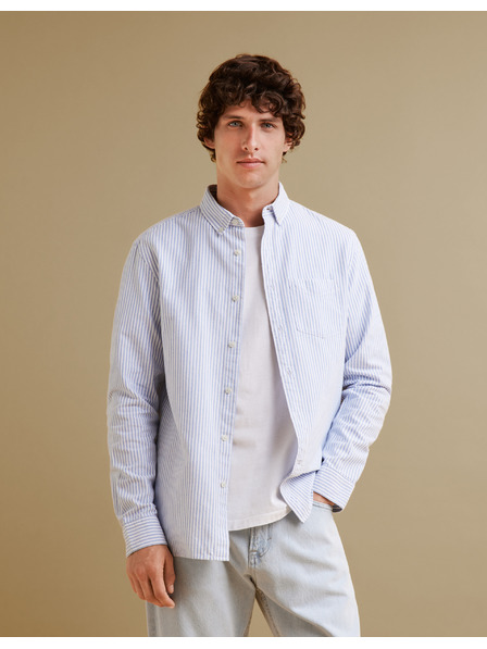 Celio Светлосиня мъжка риза на райета с редовна кройка Celio Caoxfordy