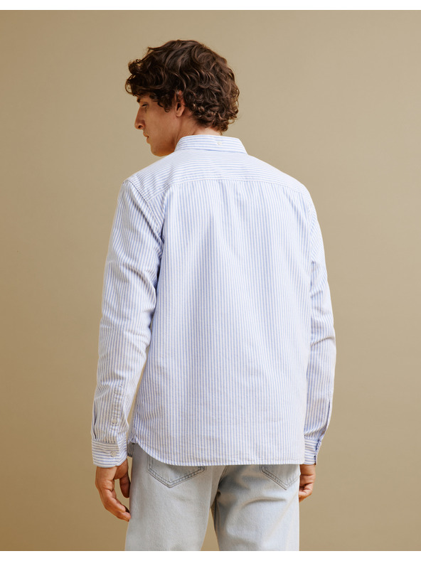 Celio Светлосиня мъжка риза на райета с редовна кройка Celio Caoxfordy