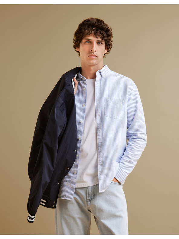 Celio Светлосиня мъжка риза на райета с редовна кройка Celio Caoxfordy