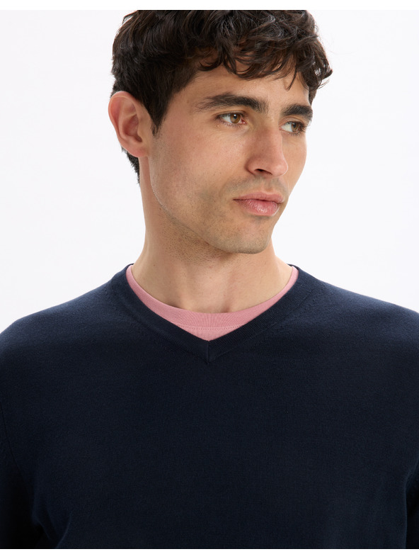 Celio Тъмносин мъжки основен пуловер Celio Decotonv