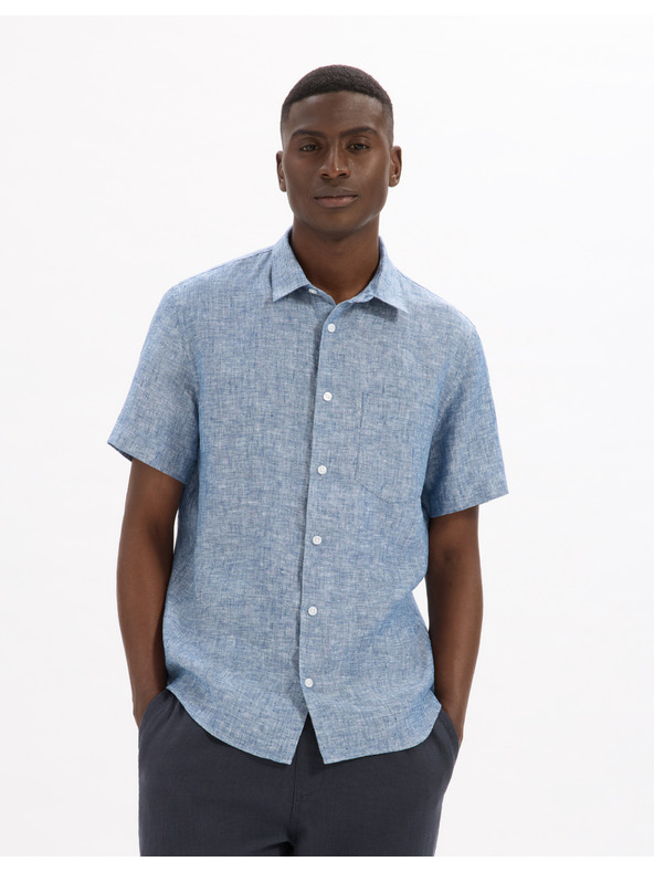 Celio Синя мъжка ленена риза Celio Damralin