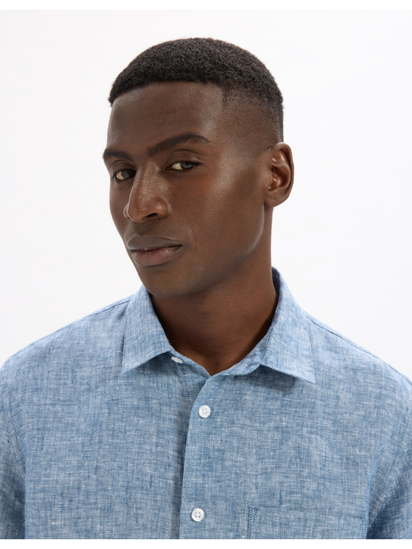 Celio Синя мъжка ленена риза Celio Damralin