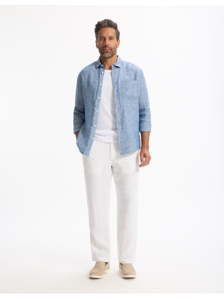Celio Синя мъжка ленена риза Celio Daflix
