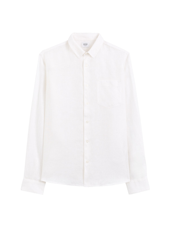 Celio Бяла мъжка ленена риза Celio Daflix