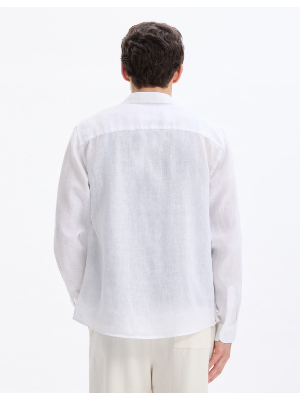 Celio Бяла мъжка ленена риза Celio Daflix