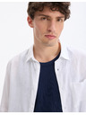 Celio Бяла мъжка ленена риза Celio Daflix
