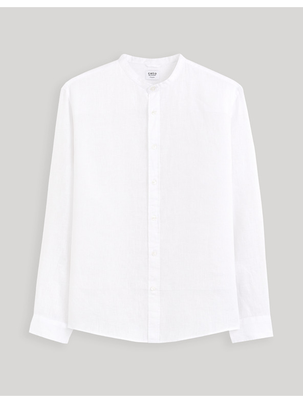 Celio Бяла мъжка ленена риза Celio Damaolin