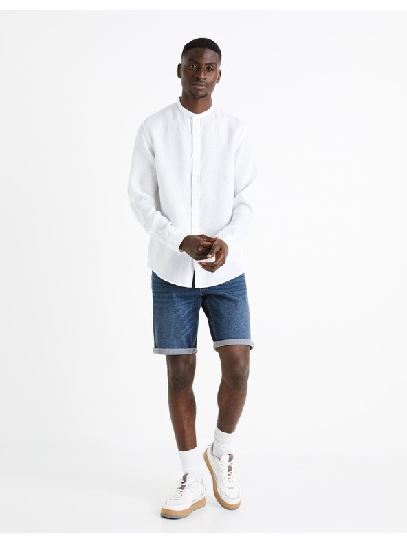 Celio Бяла мъжка ленена риза Celio Damaolin