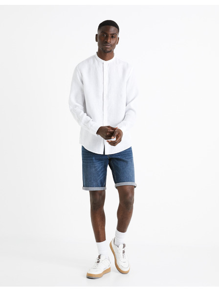 Celio Бяла мъжка ленена риза Celio Damaolin