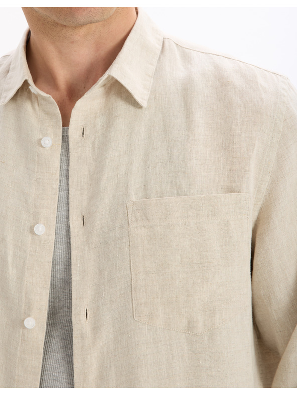 Celio Кремава мъжка ленена риза Celio Daflix