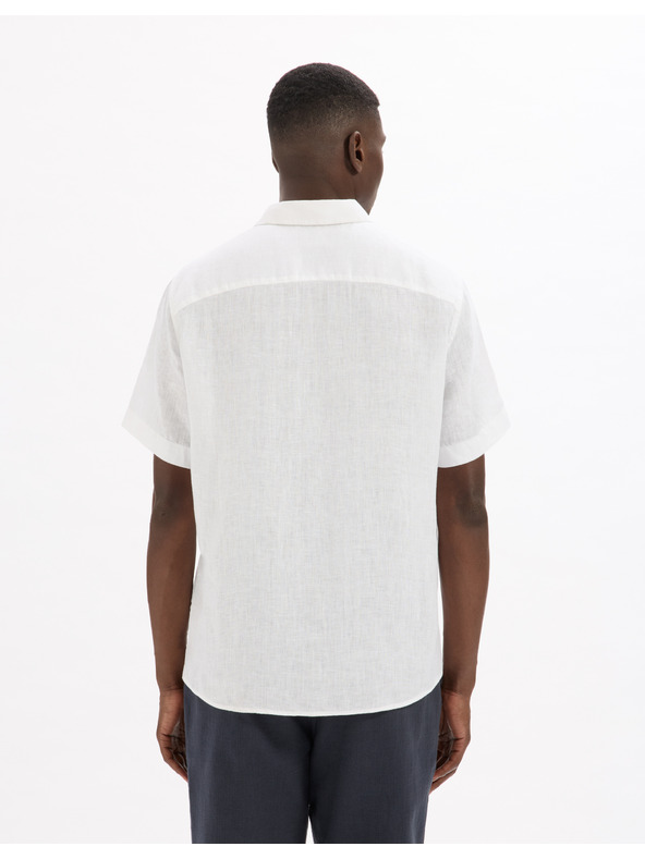 Celio Бяла мъжка ленена риза Celio Damarlin