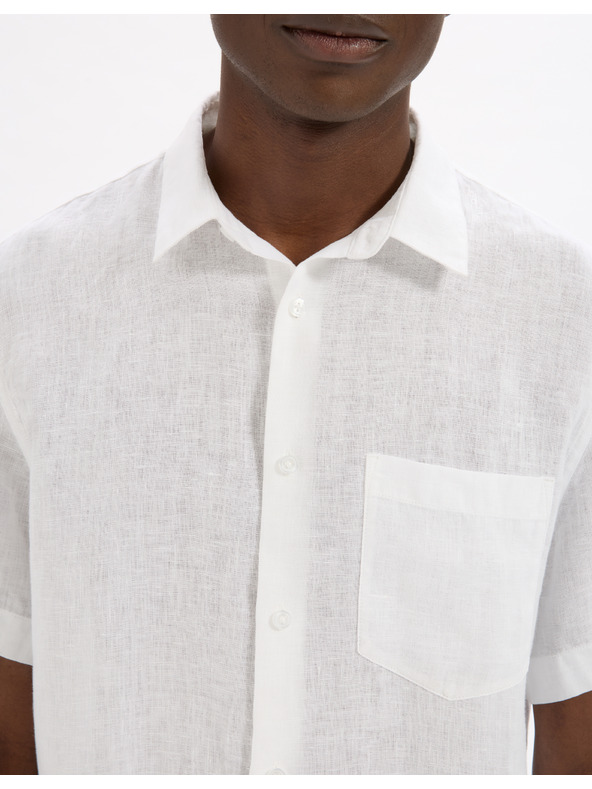 Celio Бяла мъжка ленена риза Celio Damarlin