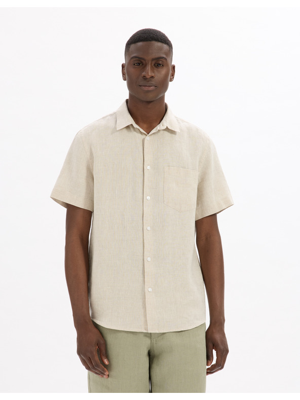 Celio Кремава мъжка ленена риза Celio Damarlin