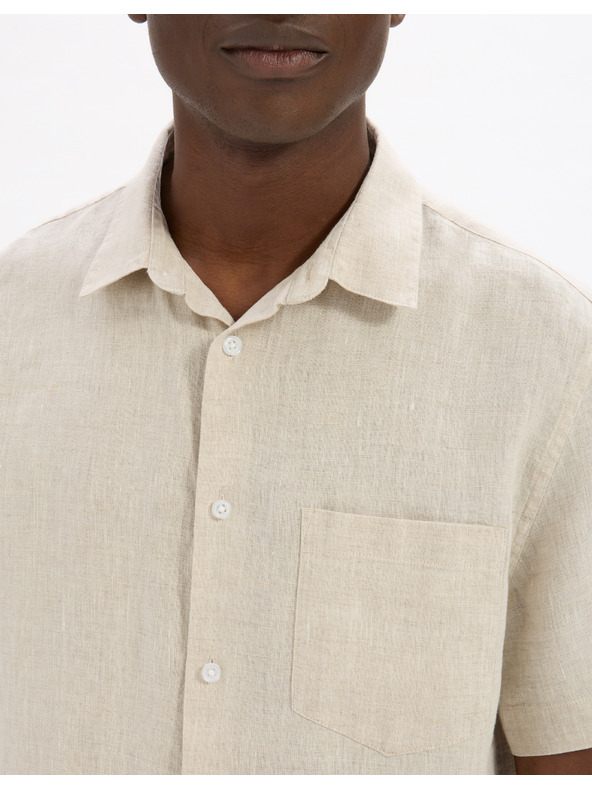 Celio Кремава мъжка ленена риза Celio Damarlin