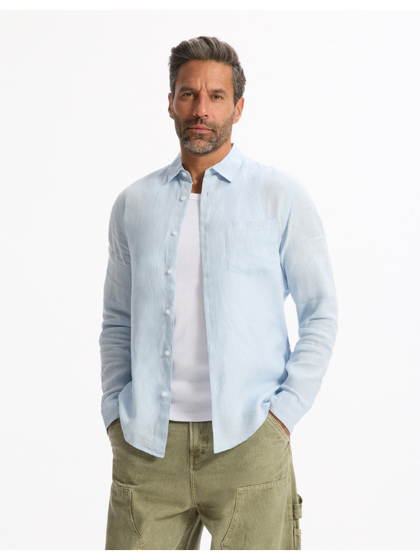 Celio Светлосиня мъжка ленена риза Celio Daflix