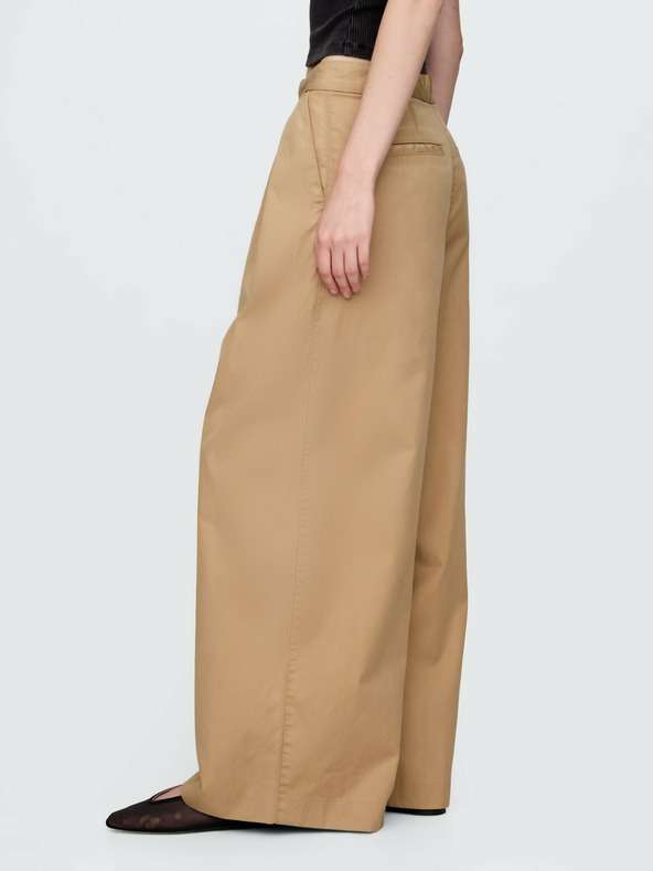 GAP Плисирани кепрени хаки панталони High Rise wide-leg GAP