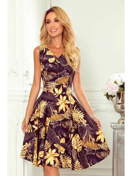 numoco Рокля с деколте - златни листа Numoco