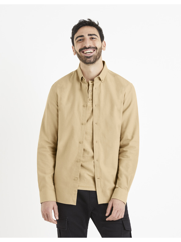 Celio Бежова риза Celio Waffle