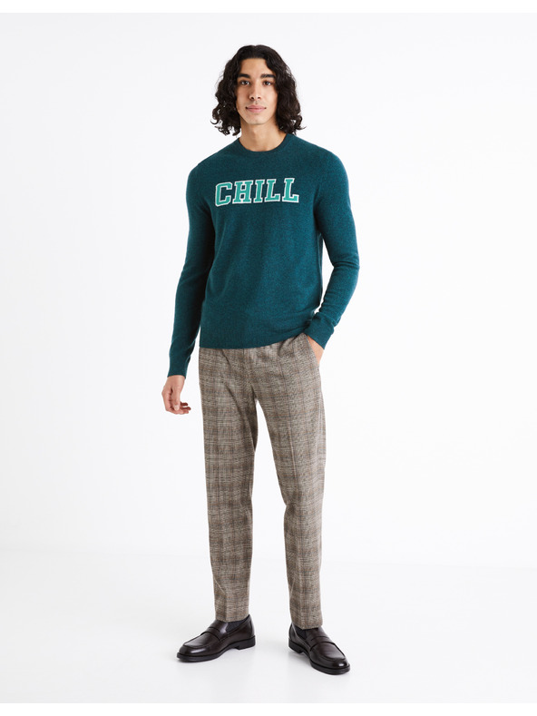 Celio Петролен мъжки пуловер от мериносова вълна Celio Cenormal