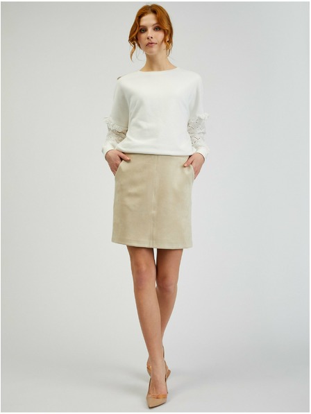 Orsay Бежова дамска пола от велур ORSAY