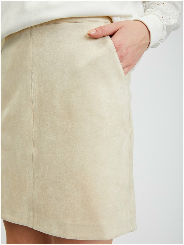 Orsay Бежова дамска пола от велур ORSAY