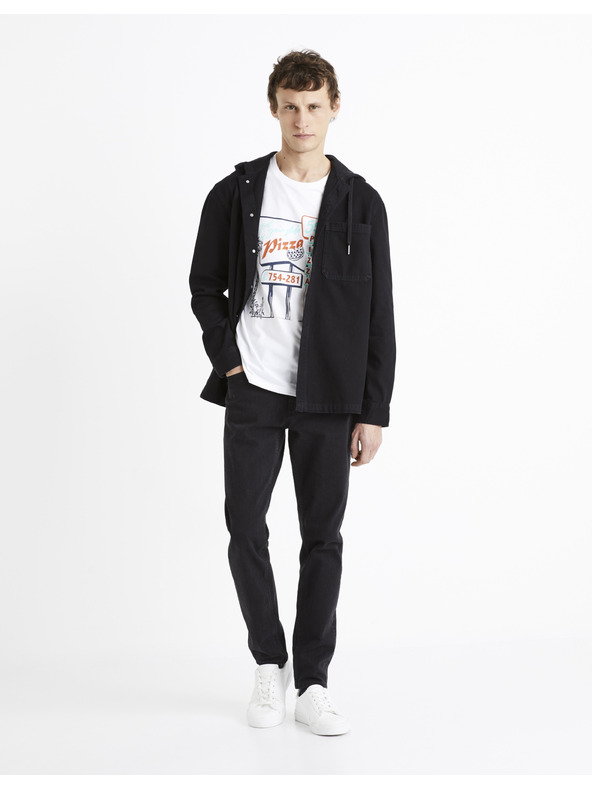 Celio Черна мъжка дънкова риза с качулка Celio Dadenim