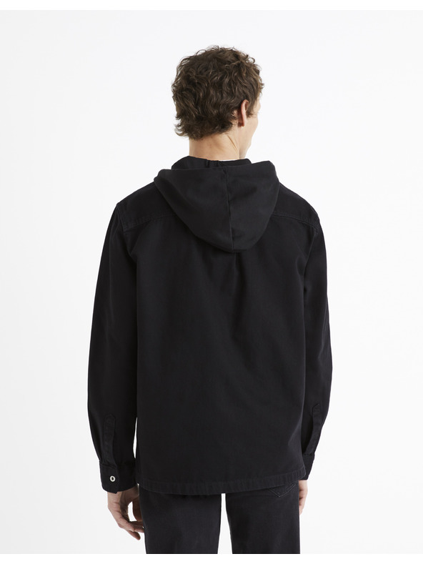 Celio Черна мъжка дънкова риза с качулка Celio Dadenim