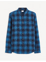 Celio Синя мъжка карирана риза Celio Fabuche
