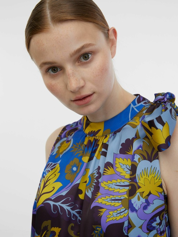 Orsay Синя дамска сатенена блуза с десен ORSAY