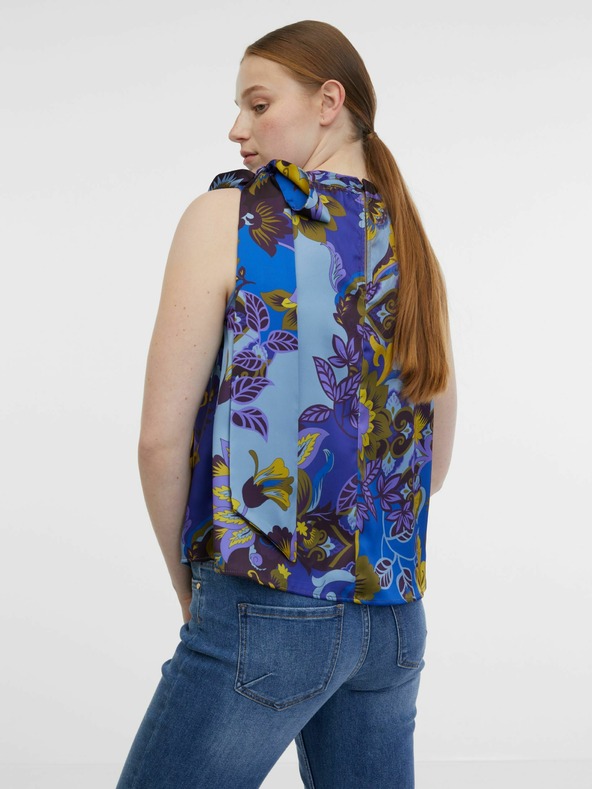 Orsay Синя дамска сатенена блуза с десен ORSAY