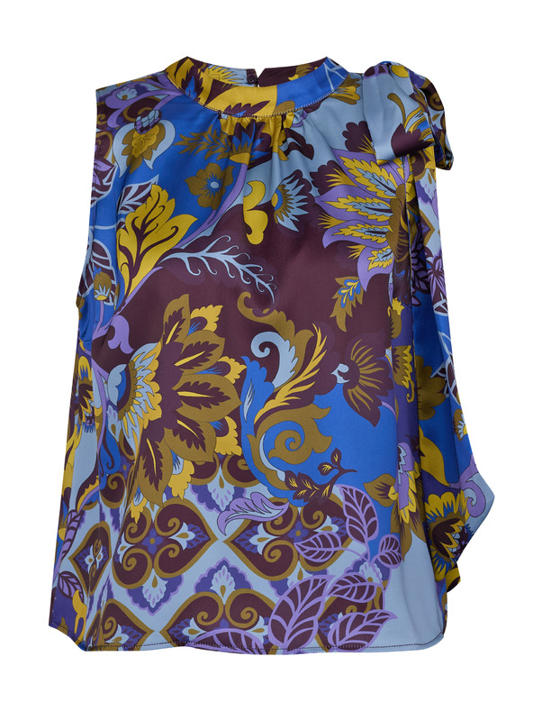 Orsay Синя дамска сатенена блуза с десен ORSAY