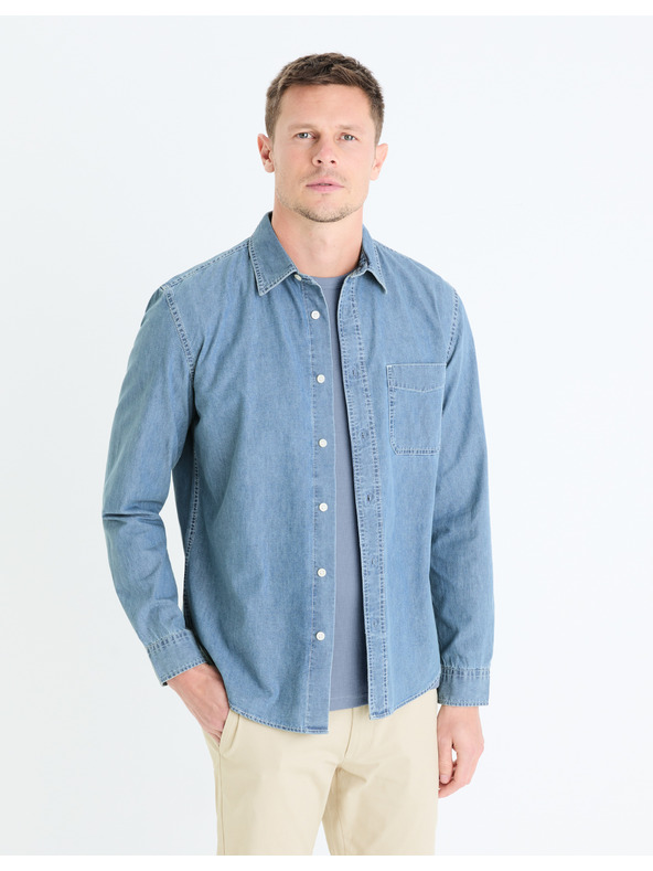 Celio Синя мъжка риза от деним Celio Gagusti1