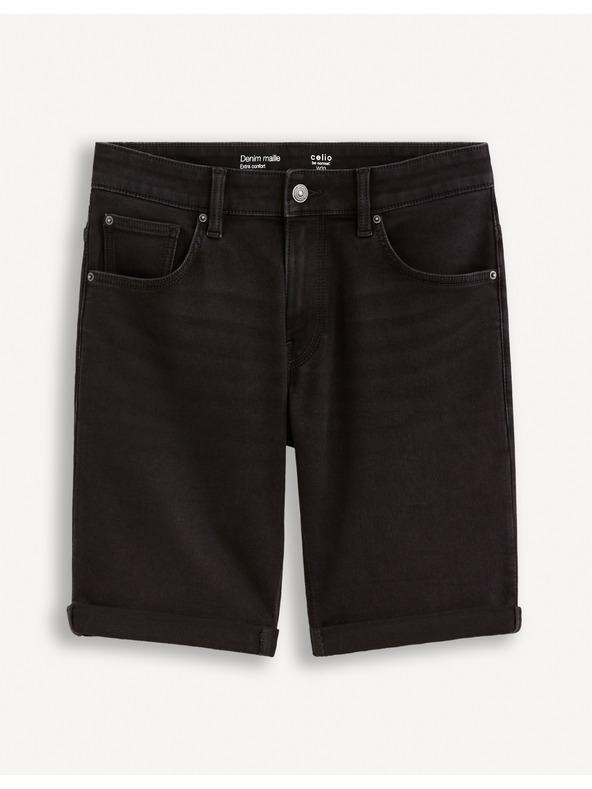 Celio Черни мъжки къси панталони от деним Celio Boknitbm