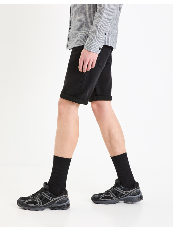 Celio Черни мъжки къси панталони от деним Celio Boknitbm