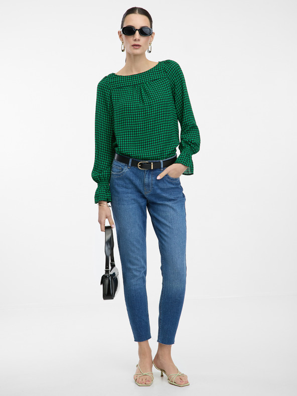 Orsay Зелена дамска блуза с десен ORSAY