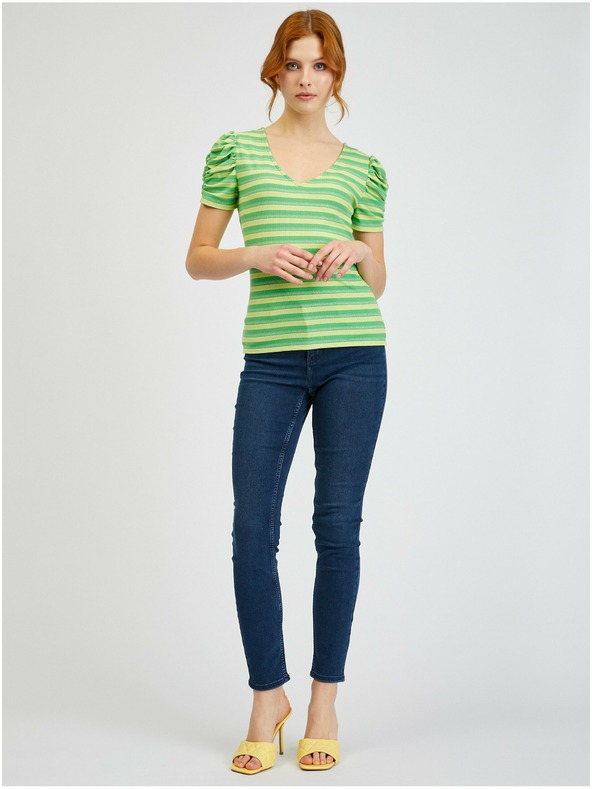 Orsay Жълто-зелена дамска тениска на райе ORSAY