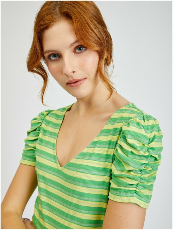 Orsay Жълто-зелена дамска тениска на райе ORSAY