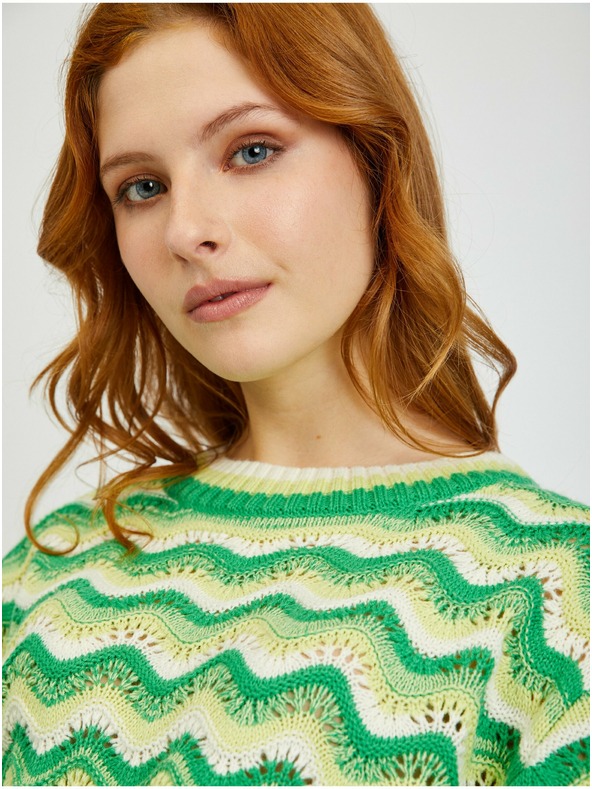 Orsay Жълто-зелен дамски пуловер на райе ORSAY