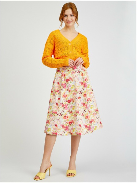 Orsay Оранжева дамска жилетка с десен ORSAY