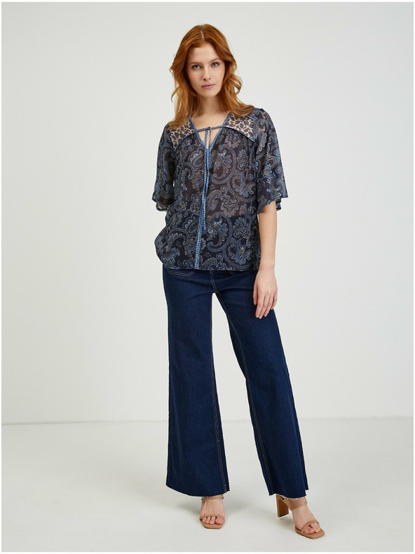 Orsay Тъмносиня дамска блуза с десен ORSAY