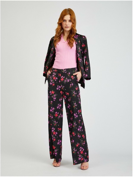 Orsay Черен дамски широк панталон на цветя ORSAY