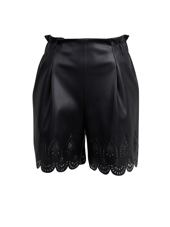 Orsay Черни дамски къси панталони от изкуствена кожа ORSAY