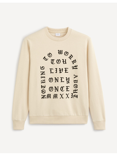 Celio Бежова мъжка блуза с щампа Celio