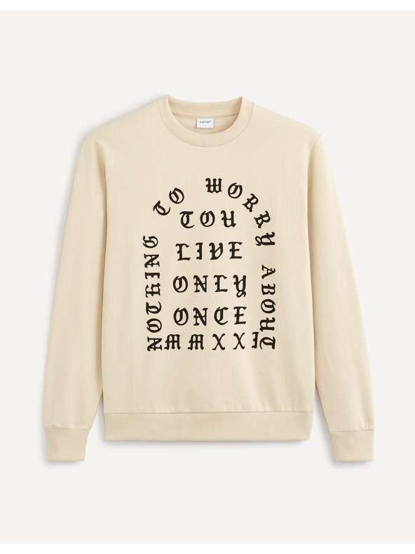 Celio Бежова мъжка блуза с щампа Celio